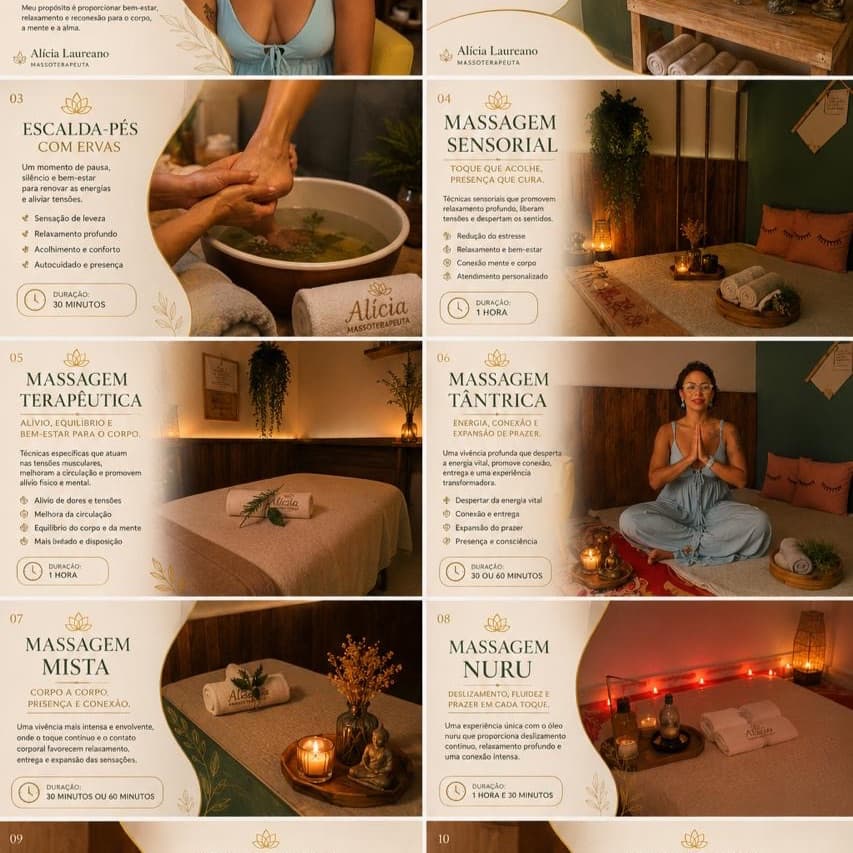 Alícia Domingues laureano, Massagem